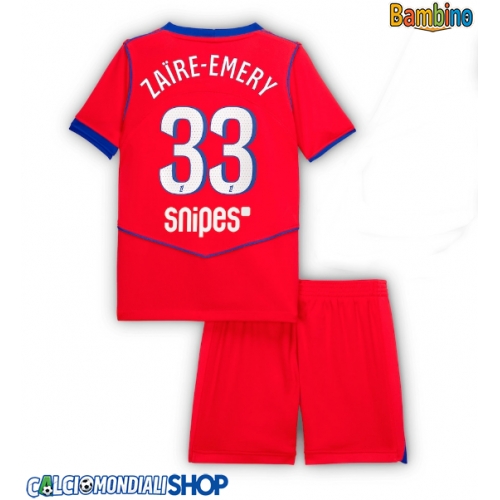 Maglie da calcio Paris Saint-Germain Warren Zaire-Emery #33 Terza Maglia Bambino 2025-26 Manica Corta + Pantaloni corti)